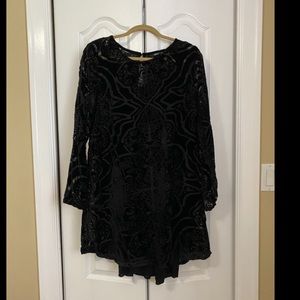 L/S black sheer print dress